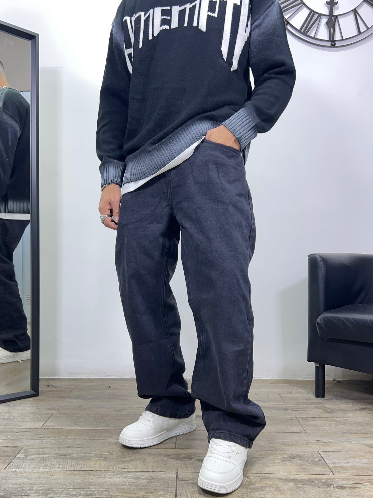 JEANS BASIC NERO LAVATO