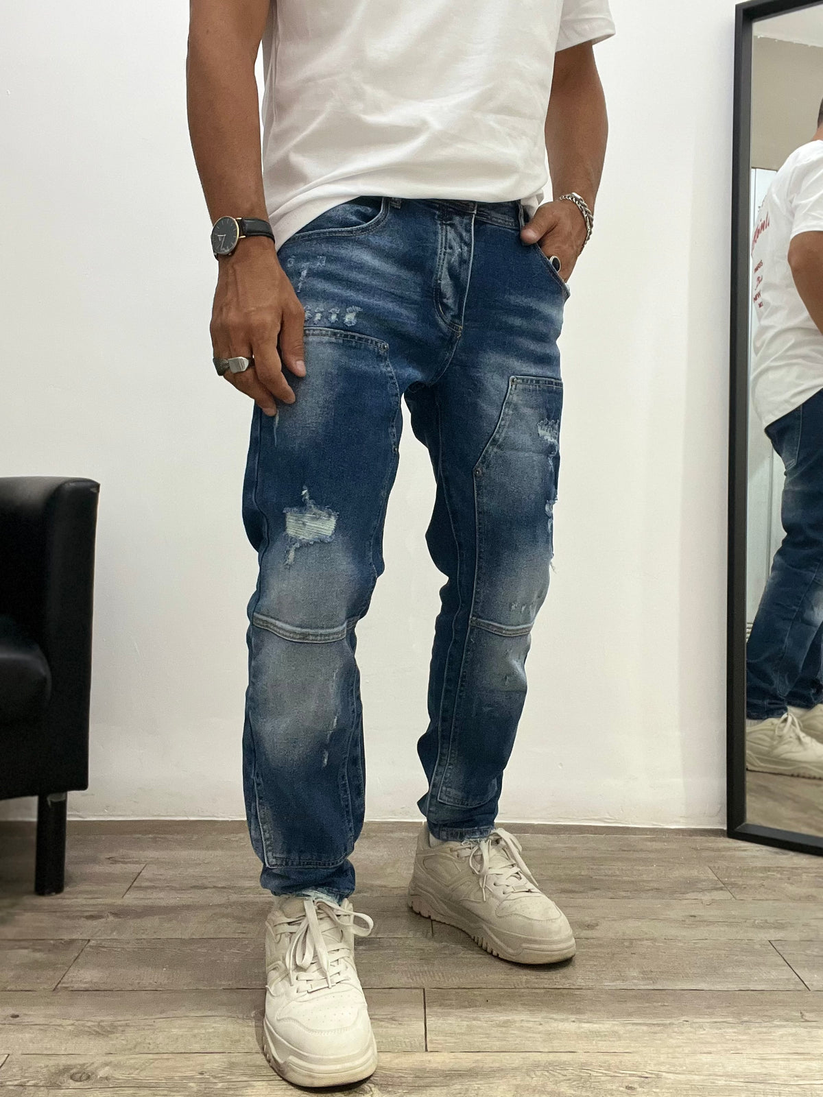 Jeans Biker Sfrangiato